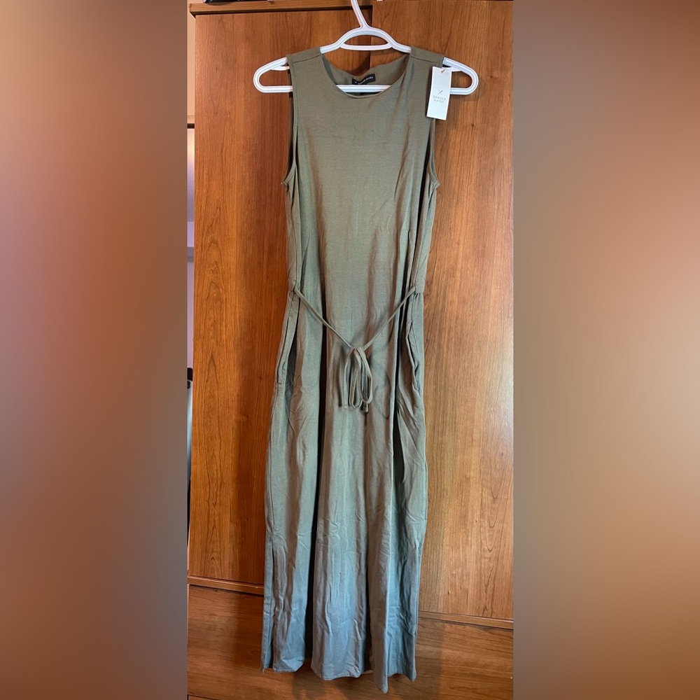Denver Hayes Green Tie Front Maxi Sundress